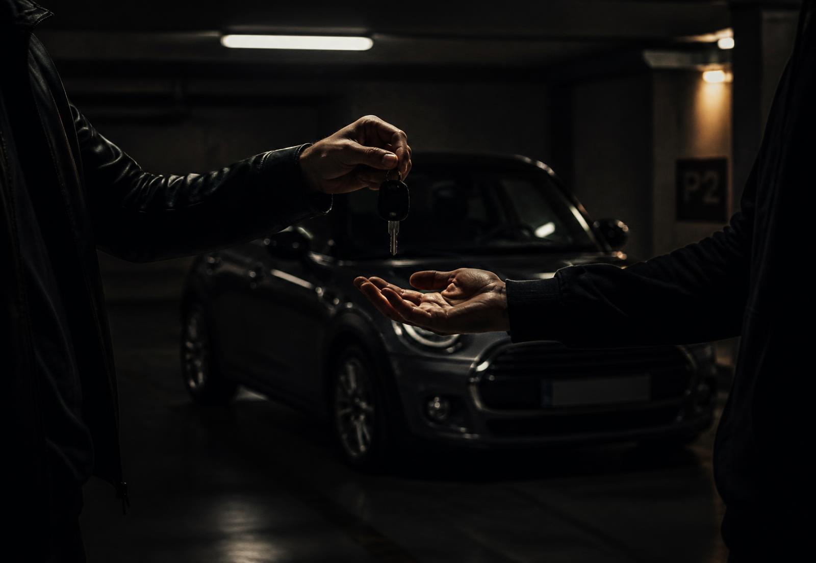 Remise de clés d'une voiture entre un propriétaire et un gestionnaire